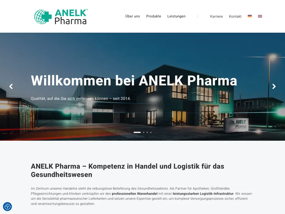 ANELK Pharma: view of the website