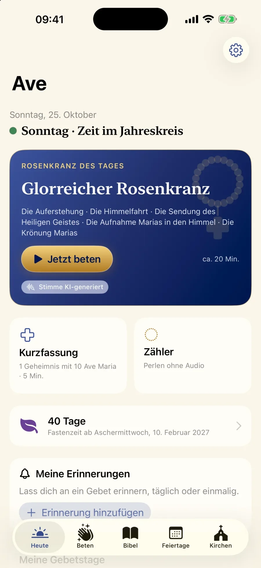 Ave: App-Bildschirm