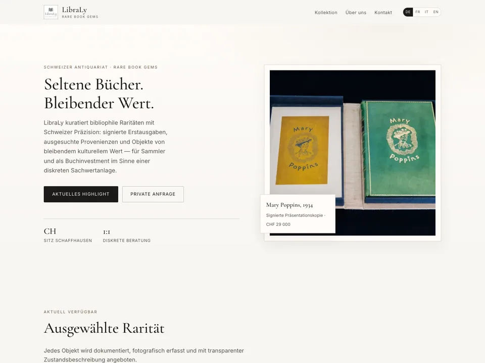 LibraLy.CH - Rare Book Gems: view of the website