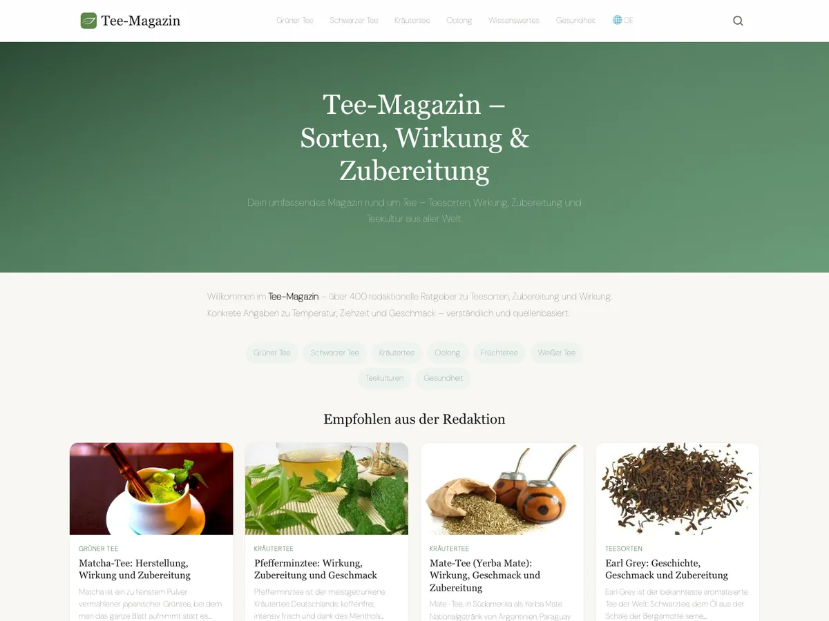 Tee-Magazin.de: magazine home page